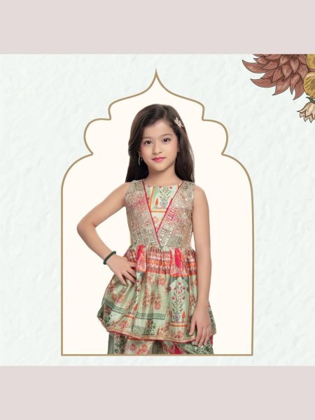 Heavy Chinon Silk Kids Special Top Dhoti With Dupatta  Girls Wear