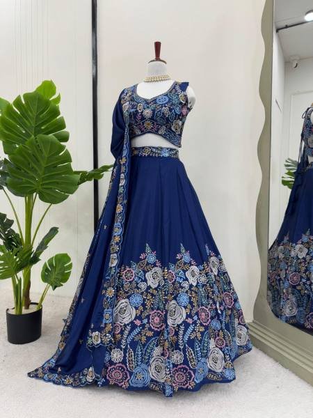 Heavy Chinon Silk Semi Stitched Lehenga with Thread   Sequins Work  Choli   Dupatta Set Designer Lehenga Choli