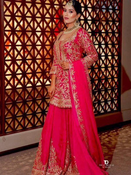 Heavy Chinon Silk Sharara Set with Codding Sequin Embroidery Ready to Wear Wedding   Party Wear 