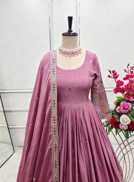 Heavy Chinon Anarkali Gown Set with Heavy Dori   Sequin Work Ready to Wear Ready To Wear Collection