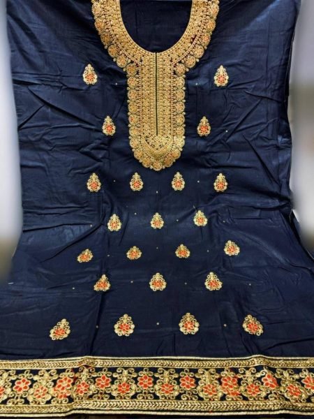 Heavy Cotton Dress Material With Embroidery Work And Diamond Work Cotton Dress Material