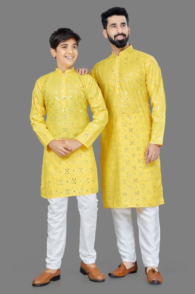  Heavy Cotton Fabric Long Kurta for Kids and Mens combo  Father Son Collection 