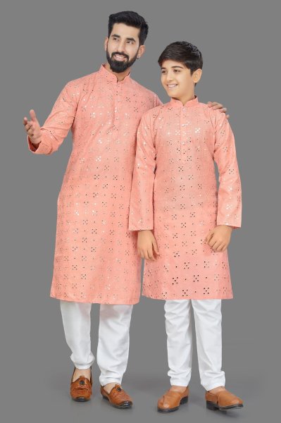  Heavy Cotton Fabric Long Kurta for Kids and Mens combo  Father Son Collection 