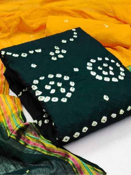 Hand Crafted Cotton Self Color Original Kutch Bandhani Dress Material  (Unstitched) – Ethenika.com