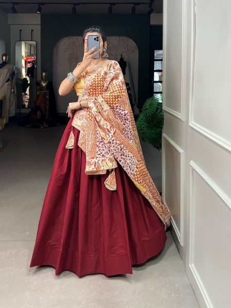  Heavy Cotton Lehenga Choli For Festival Collection Navratri Lehnega Choli