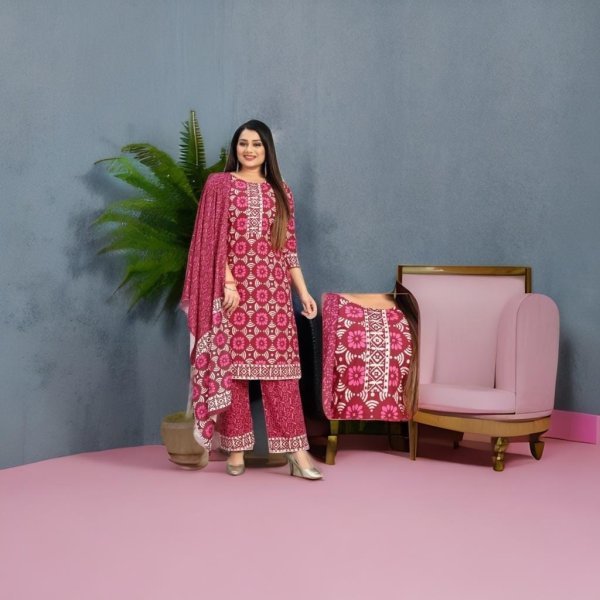 Heavy Cotton Printed Kurti Set 3 Piece Kurti Set