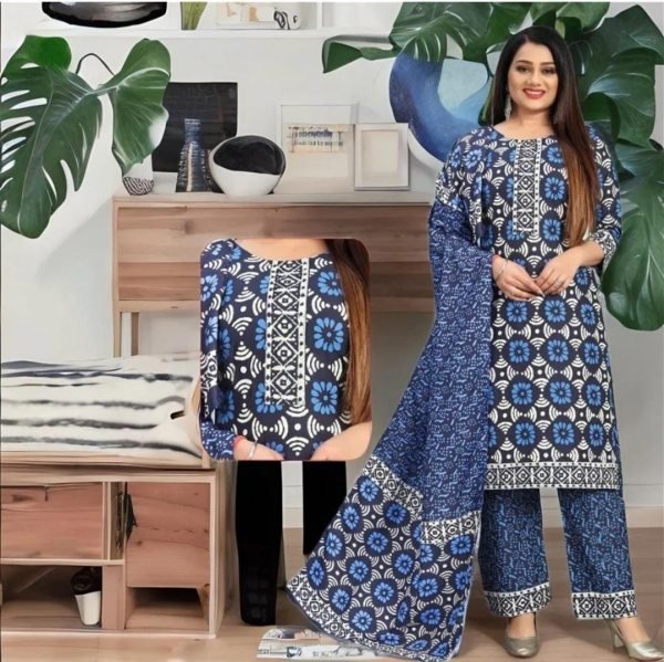 Heavy Cotton Printed Kurti Set 3 Piece Kurti Set