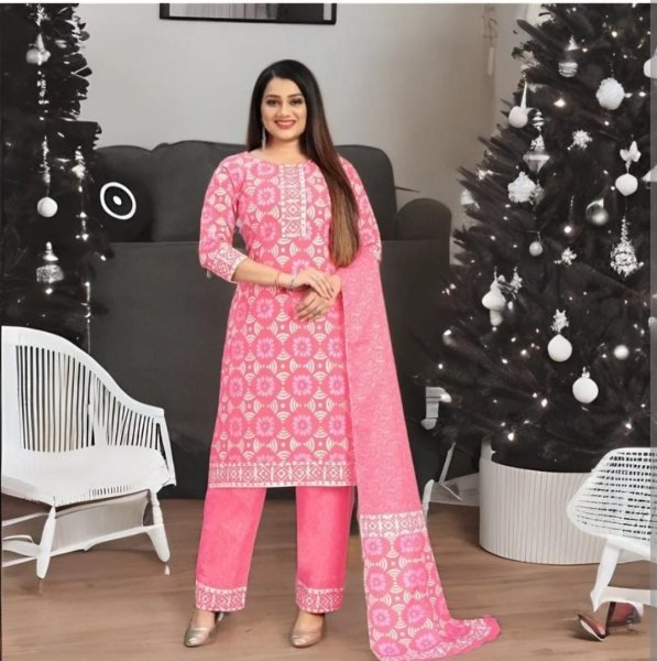 Heavy Cotton Printed Kurti Set 3 Piece Kurti Set