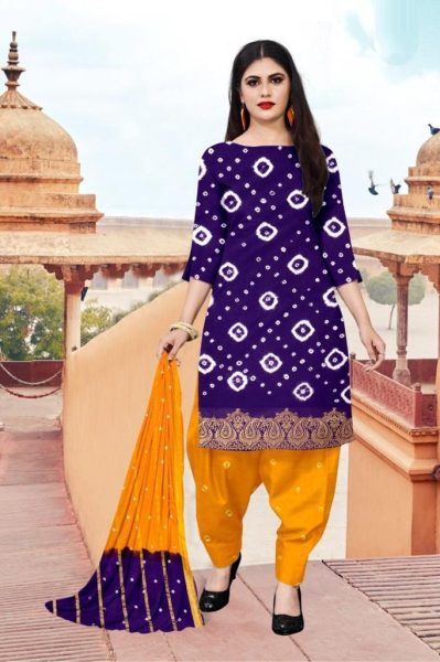 Heavy Cotton With Hand Bandhej Print Drees Material  Bandhani Dress Material