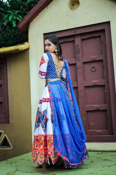 Digital Printed Lehenga Choli With Kutchi Mirror Lace And Patch  Navratri Lehnega Choli
