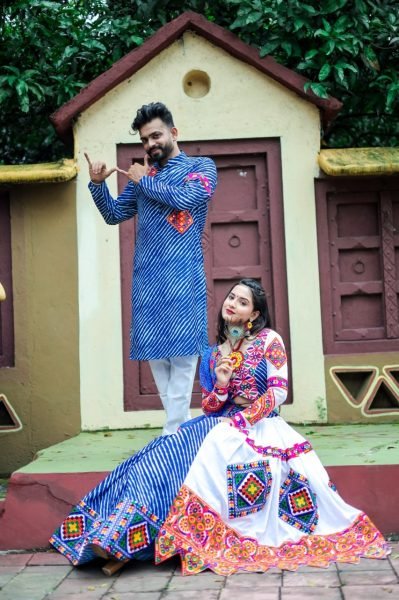 Digital Printed Lehenga Choli With Kutchi Mirror Lace And Patch  Navratri Lehnega Choli