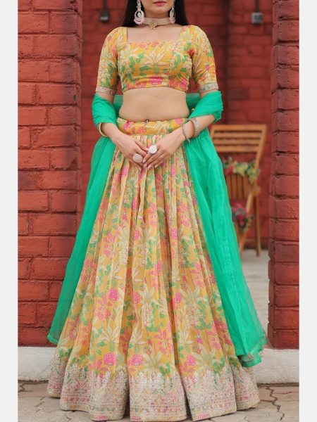 Heavy Digital Printed Tabby Organza Lehenga Choli  Designer Lehenga Choli