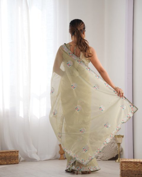 Heavy Embroidered Net Saree with Sequence & Thread Work Party Wear Collection with Blouse for Resellers Embroidery Sarees Wholesale