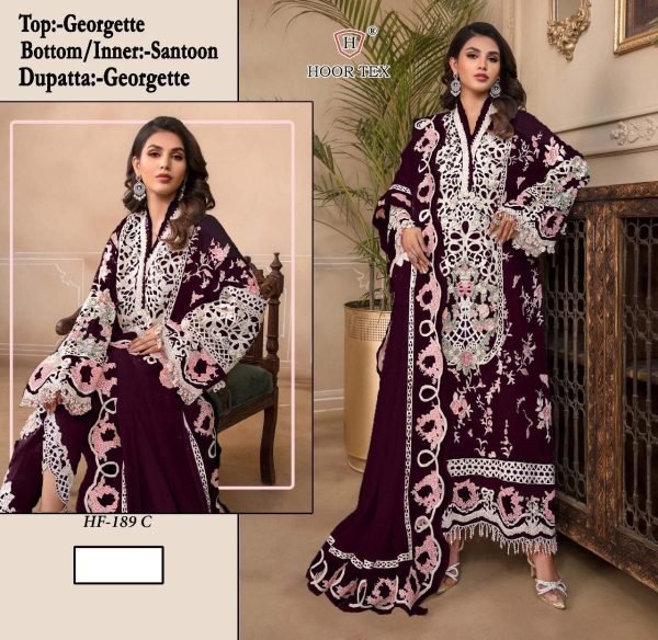 Heavy Embroidered Purple Georgette Dress Designer Pakistani Suit for Partywear Pakistani Suits Wholesale