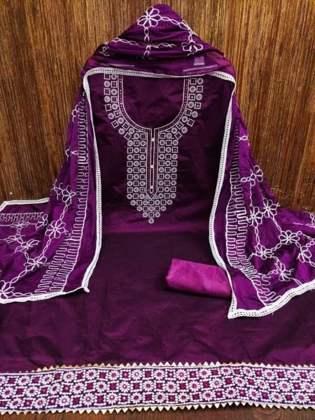 Heavy Embroidery Neck Work Dress Material  Color Set Matching Dress Material Wholesale