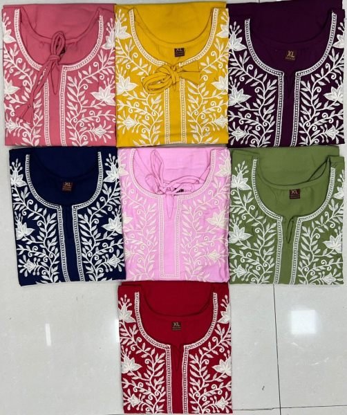 Heavy Embroidery Rayon Short Tops Printed Kurtis