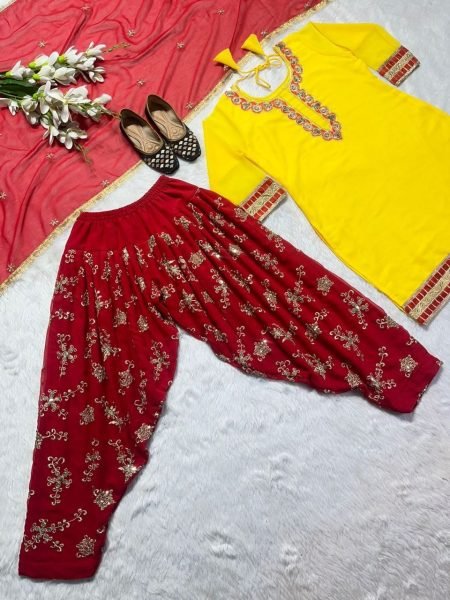 Heavy Embroidery Sequence Work Faux Georgette Salwar Suist  Ready To Wear Collection