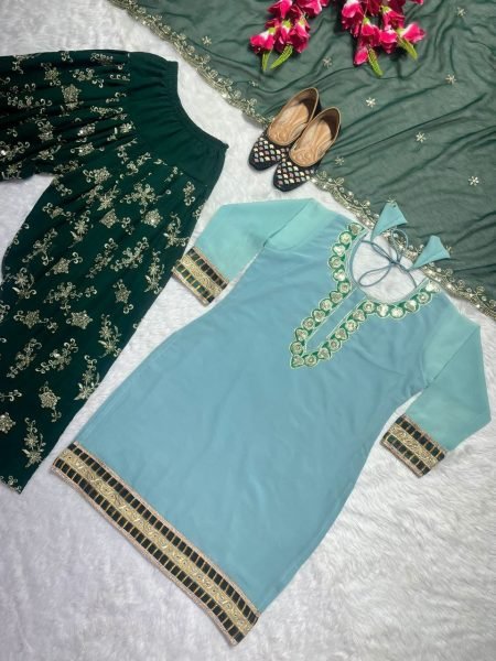 Heavy Embroidery Sequence Work Faux Georgette Salwar Suist  Ready To Wear Collection
