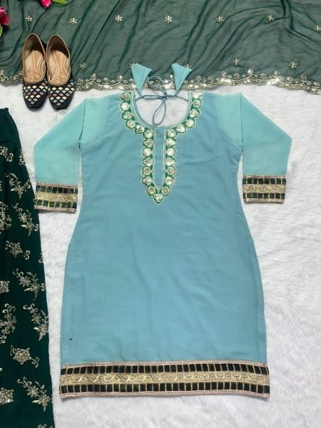 Heavy Embroidery Sequence Work Faux Georgette Salwar Suist  Ready To Wear Collection
