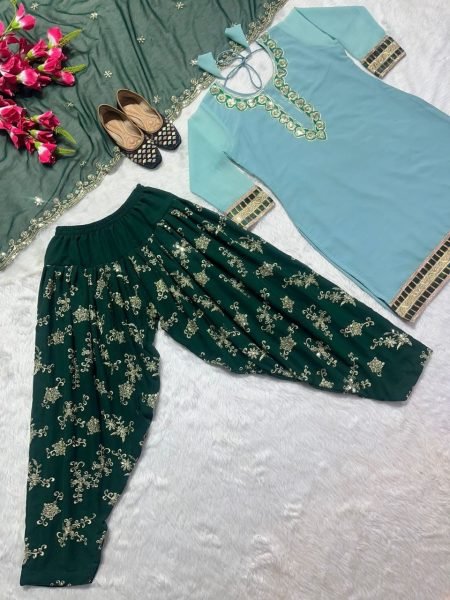 Heavy Embroidery Sequence Work Faux Georgette Salwar Suist  Ready To Wear Collection