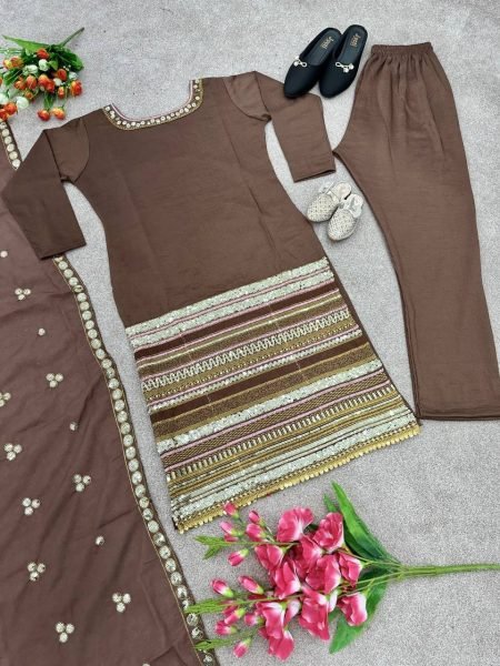 Heavy Embroidery Sequence Work Kurti Pant Set  Ready To Wear Collection