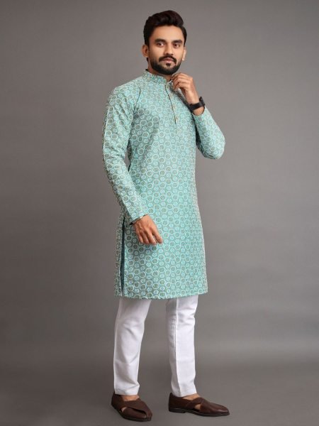 Heavy Embroidery Silk Mens Kurta Pajama Kurta Pajama Wholesale