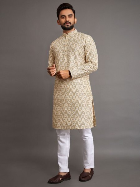 Heavy Embroidery Silk Mens Kurta Pajama Kurta Pajama Wholesale