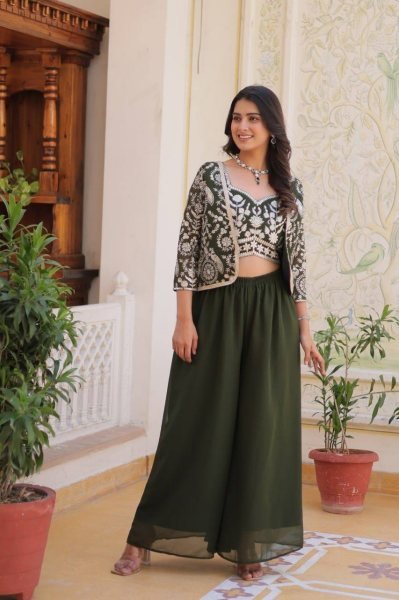   Heavy embroidery Top Palazzo set For Women  Ready To Wear Collection
