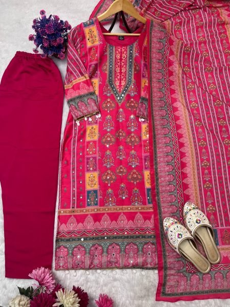 Heavy Fancy Digital Prited Multi Color Pair With Ready To Wear Dupatta Set For Best Price Ready To Wear Collection