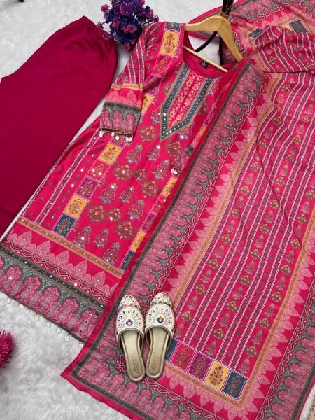 Heavy Fancy Digital Prited Multi Color Pair With Ready To Wear Dupatta Set For Best Price Ready To Wear Collection