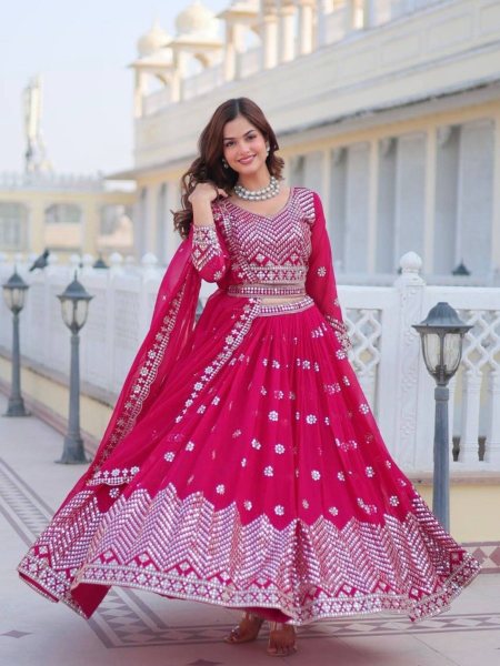 Heavy Faux Georgette Embroidery wok Lehenga Choli  Lehenga