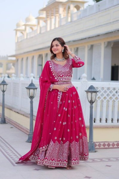 Heavy Faux Georgette Embroidery wok Lehenga Choli Bridal Lehenga Choli