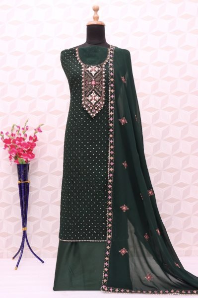 Heavy Faux Georgette Embroidered Festival Wedding Pant Salwar Kameez Churidar Salwar Suits Wholesale