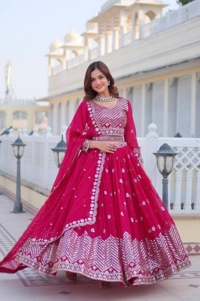 Heavy Faux Georgette Embroidery wok Lehenga Choli Bridal Lehenga Choli