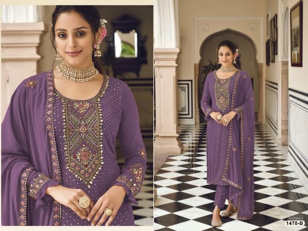 Heavy Faux Georgette Embroidered Festival Wedding Pant Salwar Kameez Churidar Salwar Suits Wholesale