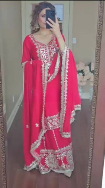 Heavy Faux Georgette Embroidered Sharara Set With Sequins Work Suit for Women Ready To Wear Collection