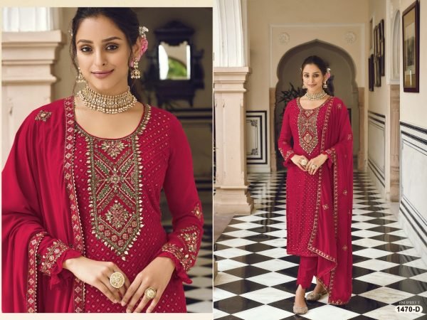Heavy Faux Georgette Embroidered Festival Wedding Pant Salwar Kameez Churidar Salwar Suits Wholesale