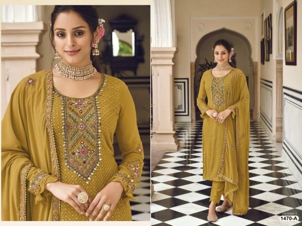 Heavy Faux Georgette Embroidered Festival Wedding Pant Salwar Kameez Churidar Salwar Suits Wholesale