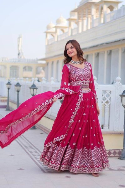 Heavy Faux Georgette Embroidery wok Lehenga Choli Bridal Lehenga Choli