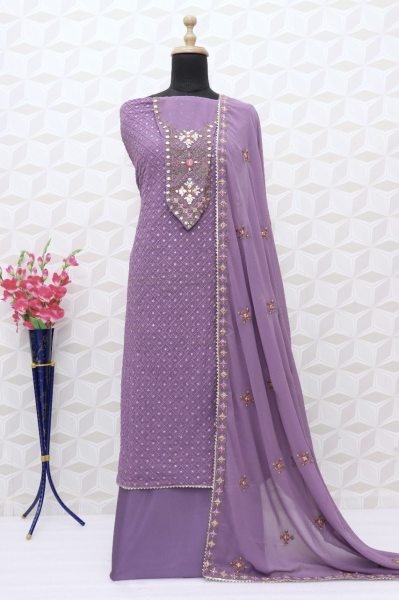 Heavy Faux Georgette Embroidered Festival Wedding Pant Salwar Kameez Churidar Salwar Suits Wholesale