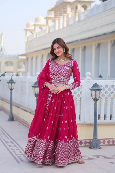 Heavy Faux Georgette Embroidery wok Lehenga Choli Bridal Lehenga Choli