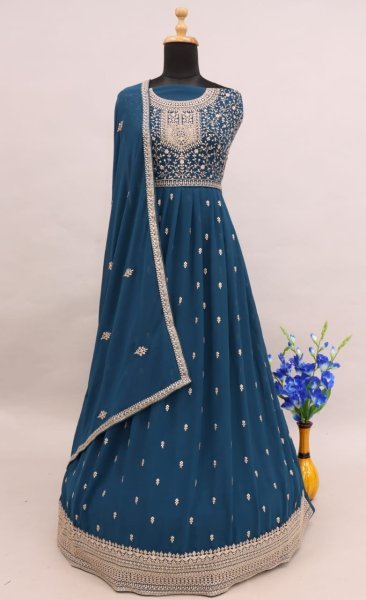 HEAVY FAUX GEORGETTE GOWN 9486 Anarakali Gown Wholesale