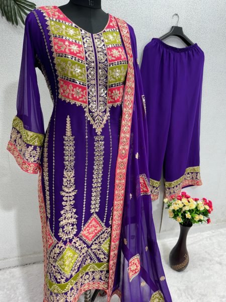 Heavy Faux Georgette Plazzo Suits  Designer Plazzo Salwar Suits Wholesale