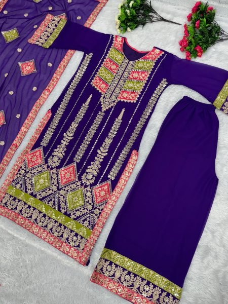 Heavy Faux Georgette Plazzo Suits  Designer Plazzo Salwar Suits Wholesale