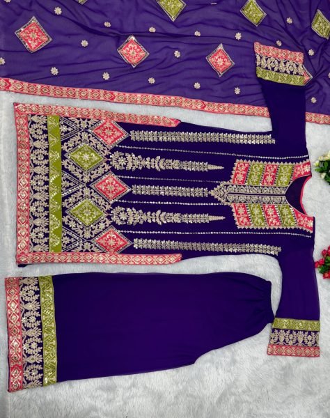 Heavy Faux Georgette Plazzo Suits  Designer Plazzo Salwar Suits Wholesale