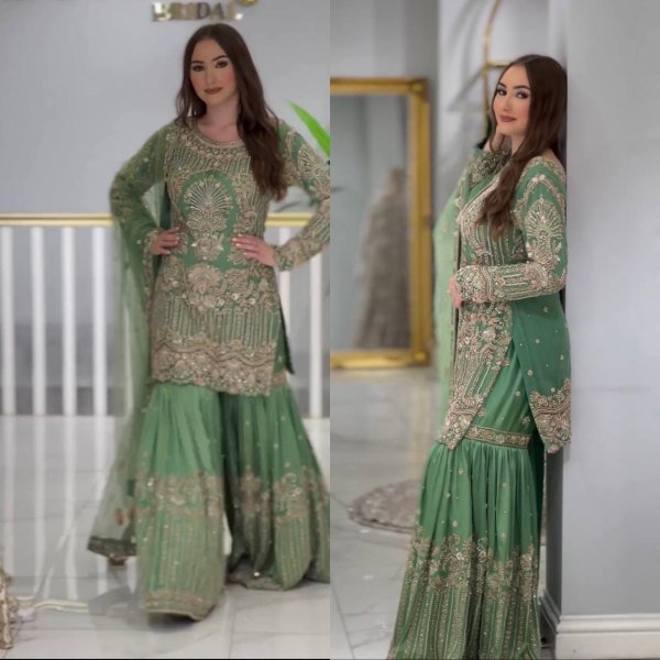 Heavy  Faux Georgette With Sequence Work Sharara Suits  Ready To Wear Collection