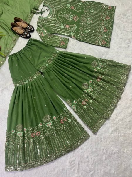 Heavy  Faux Georgette With Sequence Work Sharara Suits  Ready To Wear Collection