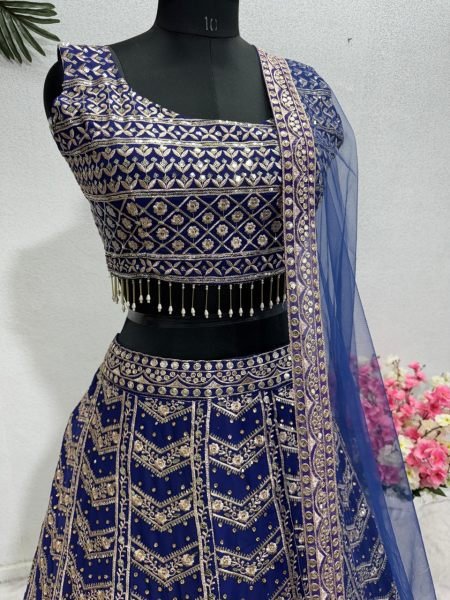 Heavy Faux Gorgette Lehenga Choli With Sequence And Embroidered Work  Designer Lehenga Choli