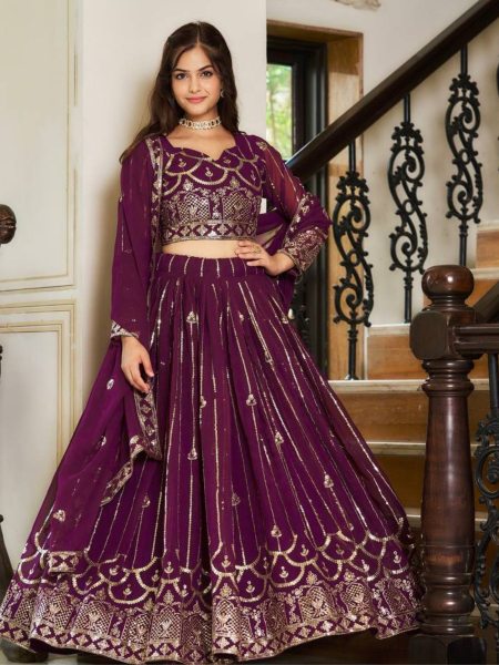 Heavy Fox Georgette  Embroidery Sequence Work Lehenga Choli   Lehenga