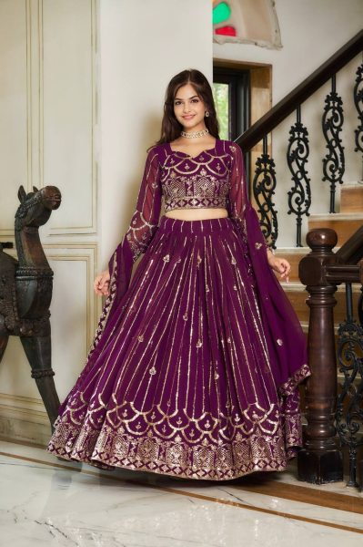 Heavy Fox Georgette  Embroidery Sequence Work Lehenga Choli  Designer Lehenga Choli